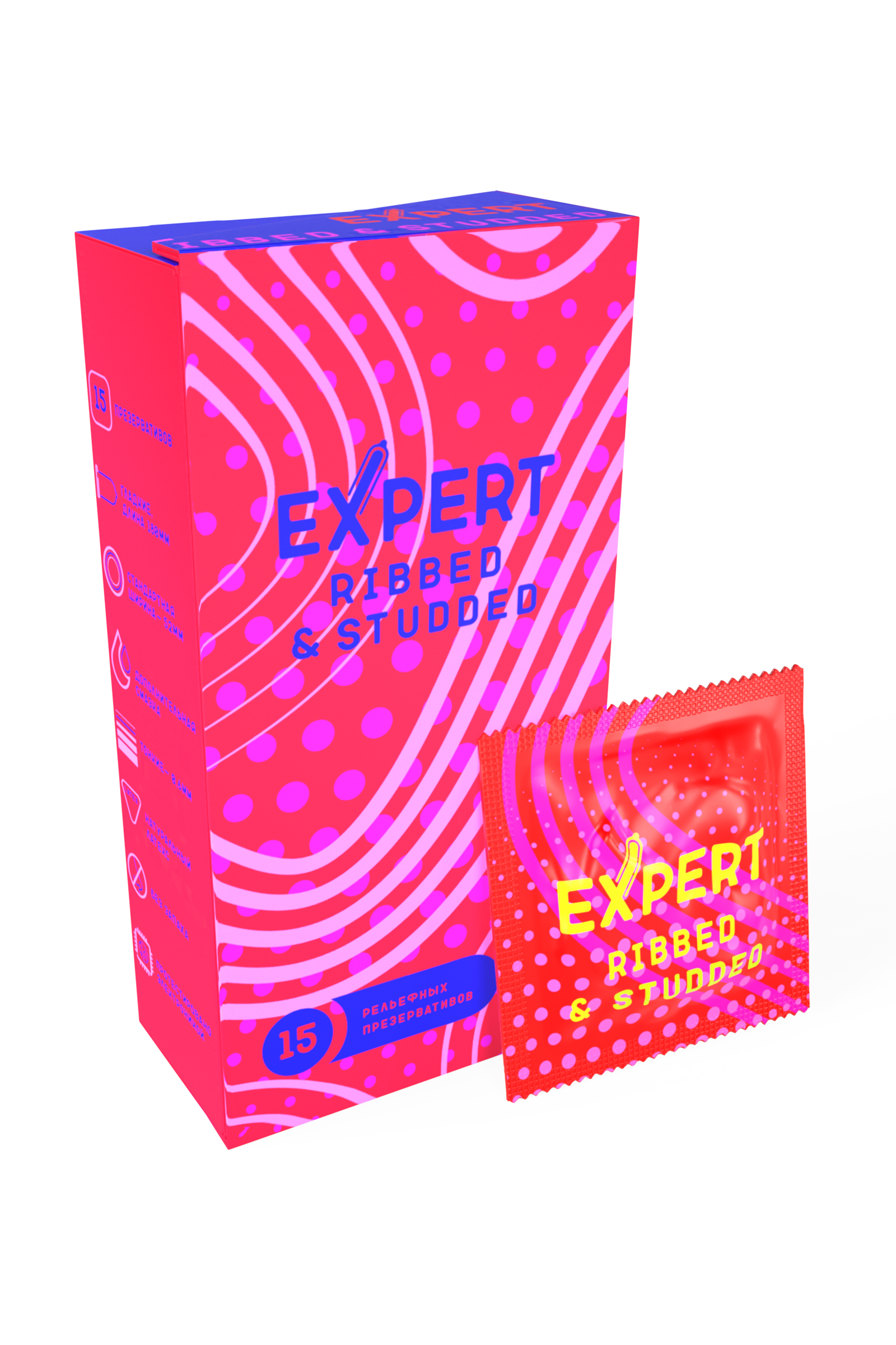 Презервативы EXPERT Ribbed-Studded, ребристо-точечный, 15 шт