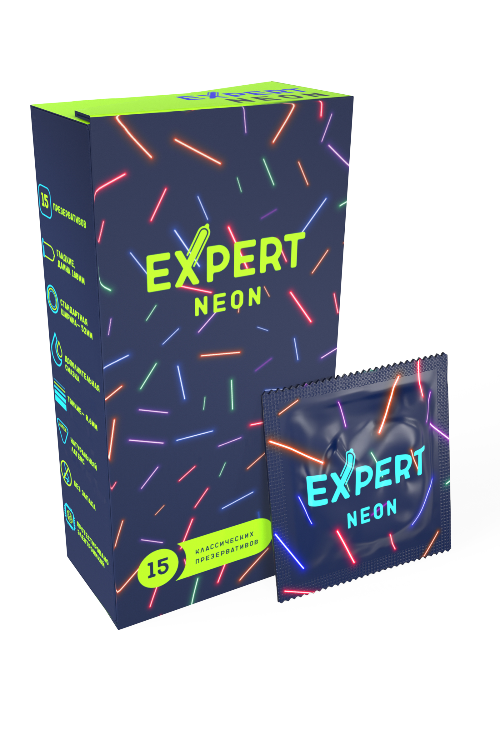 Презервативы EXPERT Neon  15 шт. (светящиеся)