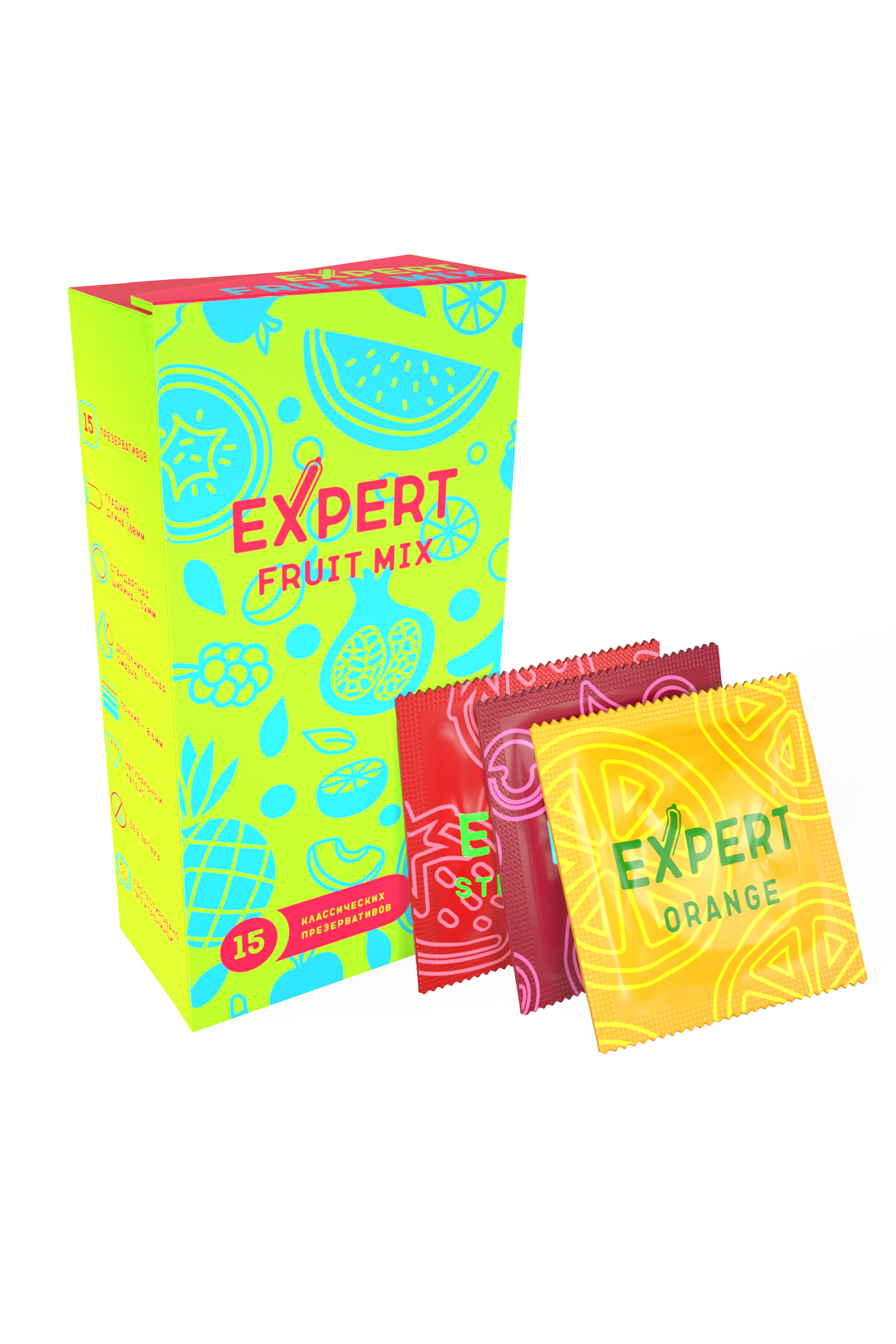 Презервативы EXPERT Fruit Mix, фруктовые ароматизированные, 15 шт