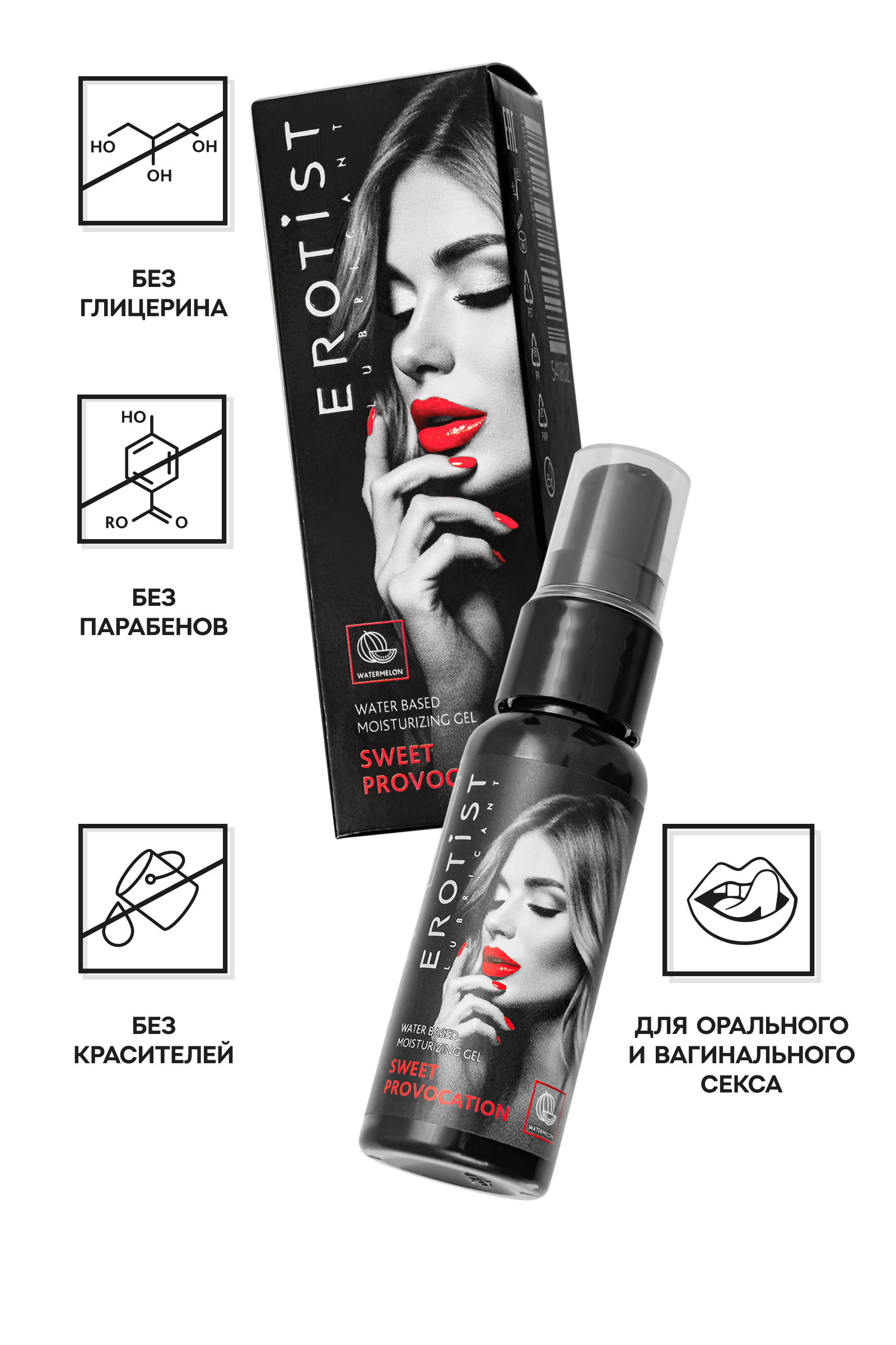 Съедобный гель Erotist SWEET PROVOCATION: WATERMELON (Сладкая провокация со вкусом арбуза), 30 мл